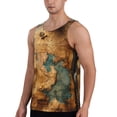 thumbnail image 2 of KLL Antique Map Adventure Scene Print Men's Muscle Gym Workout Stringer Tank Tops Bodybuilding Fitness T-Shirts Tank Tops Men-Large, 2 of 7