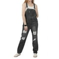 thumbnail image 2 of chouyatou Women's Fashion Jean Bib Overalls Adjustable Straps Ripped Distressed Denim Denim Pants, 2 of 4