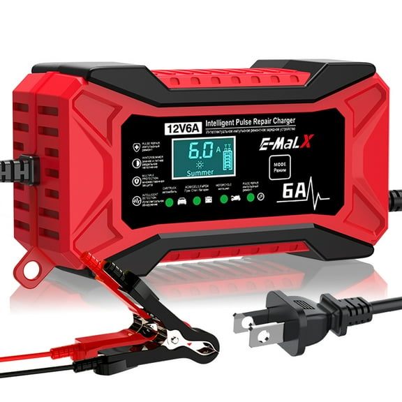 Car Battery Charger, Smart Battery Trickle Charger 12V 6A Automotive Battery Maintainer Desulfator with Temp Compensation for Car Truck Motorcycle Lawn Mower Marine Lead Acid Batteries