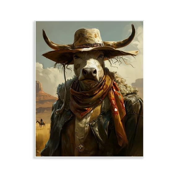 Stupell Industries Rustic Cattle Cowboy Novelty Painting Unframed Art Print Wall Art, 11 x 14