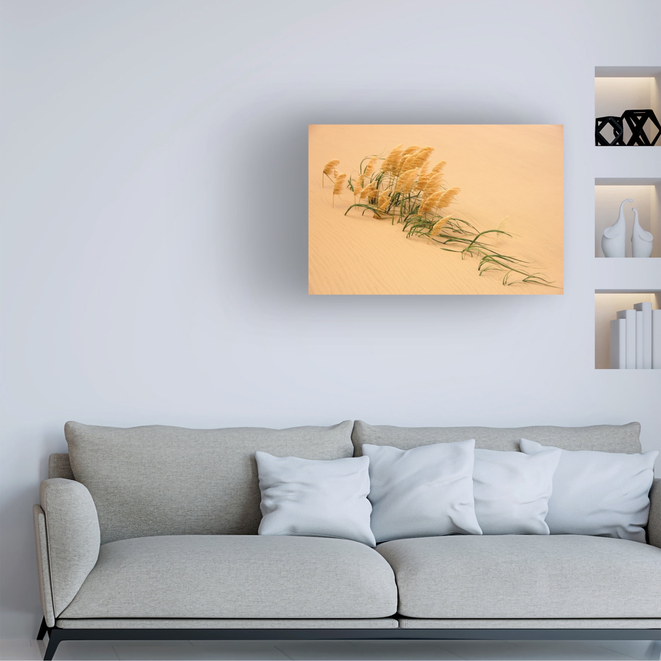 Canvas Wall Art - Carl Bostek 'Pampas Grass In Sand Dune' Wall Art for Living Room, Bedroom, or Office D?cor by Trademark Fine Art - 19 x 12 Inches