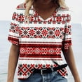 thumbnail image 2 of TQWQT Short Sleeve Shirts for Women Causal V Neck Western Aztec T Shirt Summer Loose Fit Ethnic Print Graphic Tees, 2 of 5