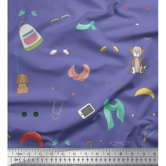 Soimoi Purple Cotton Voile Fabric Accessories Women Printed Craft Fabric by the Yard 42 Inch Wide