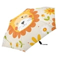 thumbnail image 4 of Cute Lion Face and Flower Compact Sun Umbrella Windproof Travel Umbrellas for Rain Strong Portable UV Protection, 4 of 8