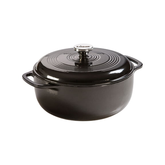Lodge Cast Iron 6 Quart Enameled Dutch Oven, Midnight Chrome Black