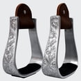 thumbnail image 2 of HILASON 3" Neck Western Aluminium Horse Stirrups Floral Engraved Silver, 2 of 3