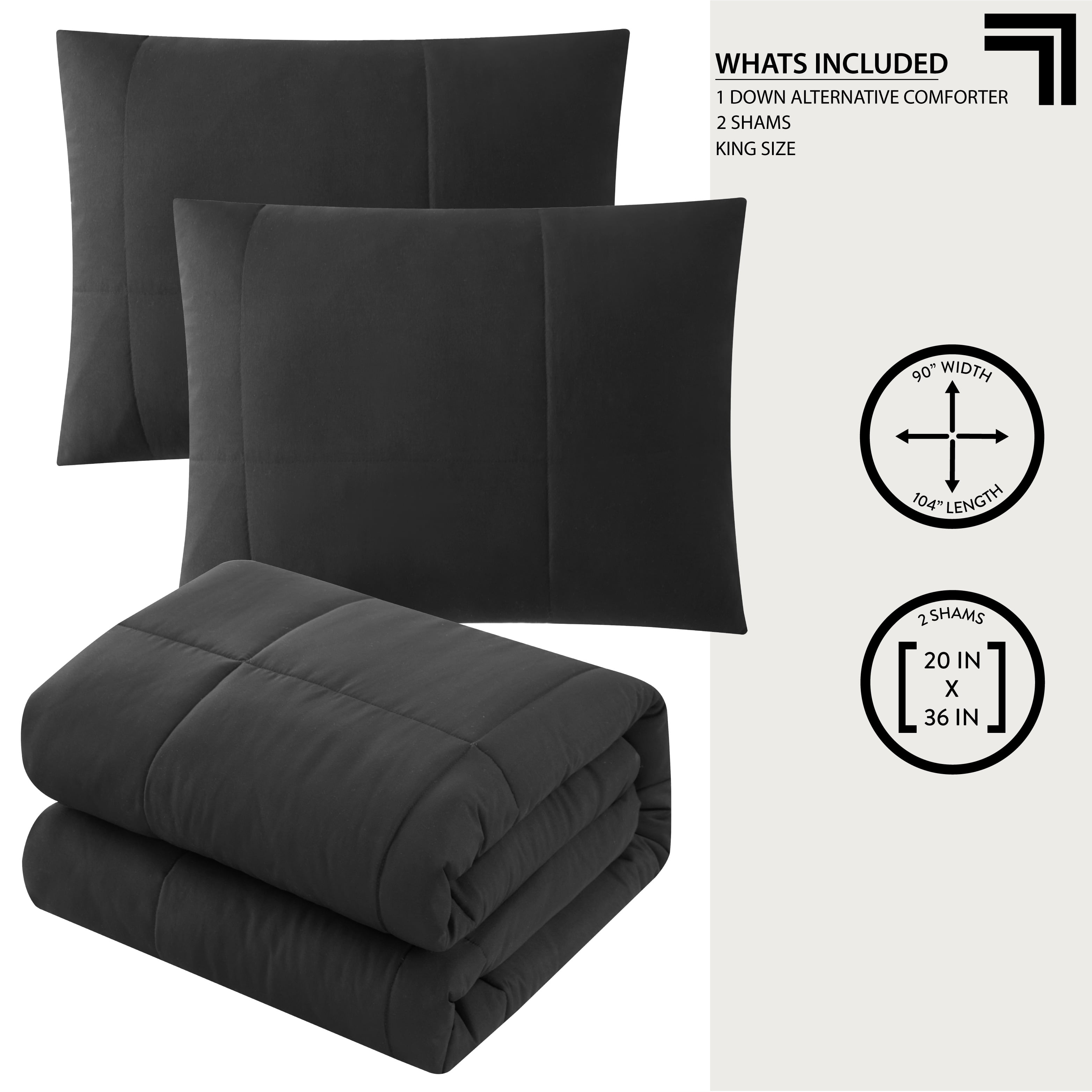 Sharper Image 3-Piece Black Down Alternative Comforter Set, King