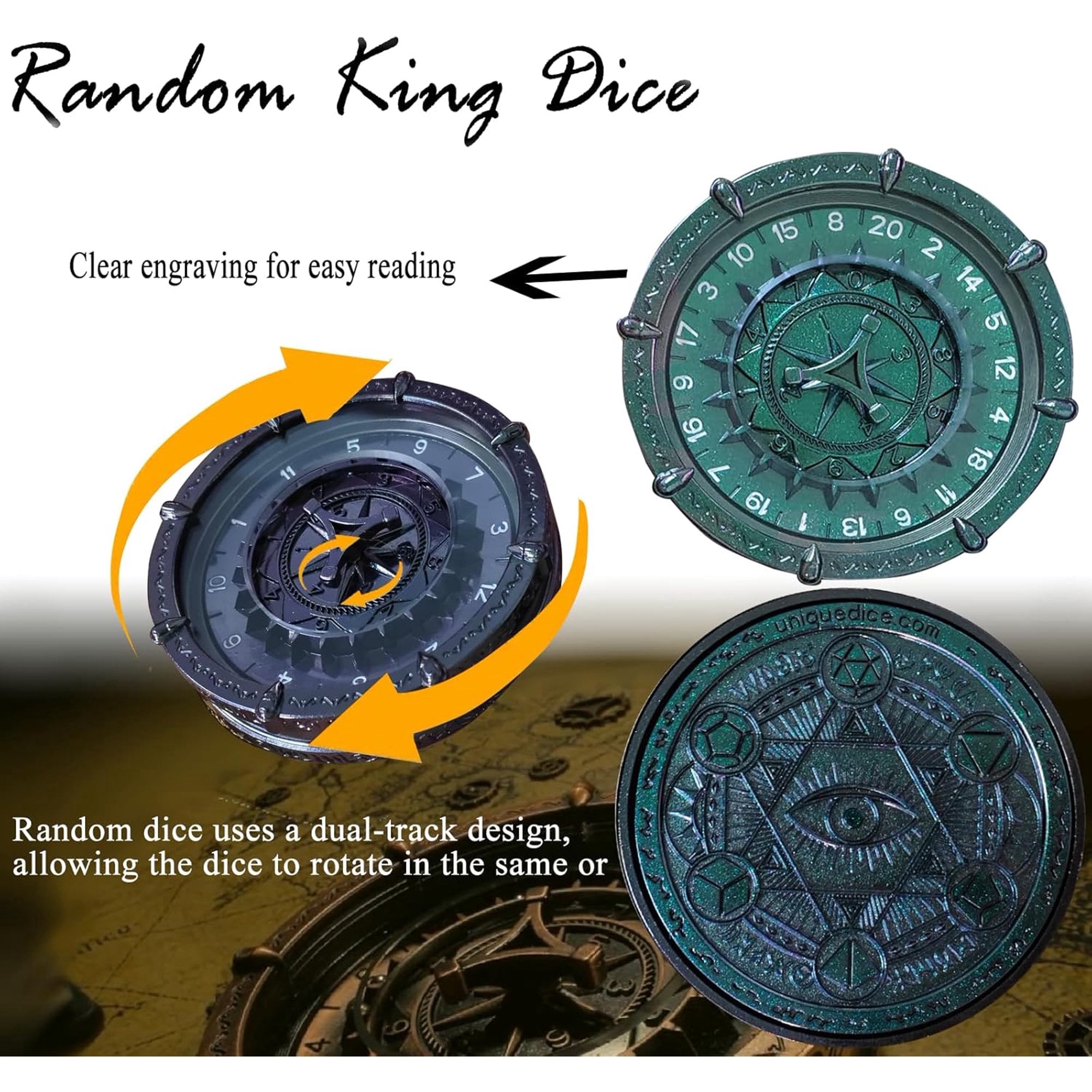 Random King Metal DND Dice Spinner for Pathfinder MTG RPG Board Games,Adult