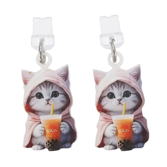 Unique Bargains 2 Pcs Dust Plug Charm for Lightning Cat Pendants Anti Dust Plugs Light Pink Light Brown