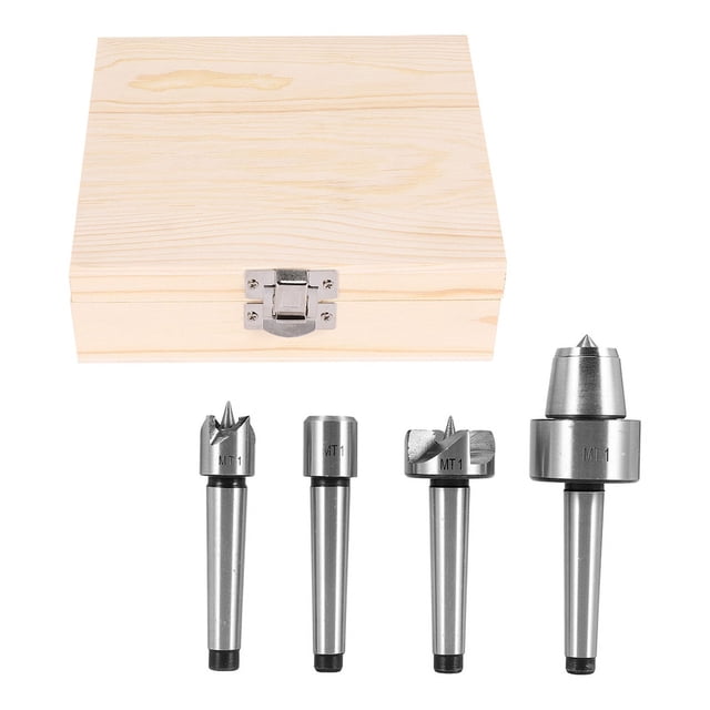 4 Piezas Mt1 Torno De Madera Centro Y Unidad Spur Cup Mandril Con Estuche