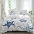 thumbnail image 2 of Blue Starfish Coastal Bedding 3 Piece Duvet Cover Set Queen Size, Summer Beach Nautical Coral Sea Soft Microfiber Comforter Cover with Zipper Closure & Pillowcases, FadeResistant Quilt Cover, 2 of 9