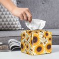 thumbnail image 6 of Sikiie Brown Leaf Pattern Sunflower Leather Tissue Box Cover Square, tissue box holder, Tissue Box with Bottom Belt-5.2”x5.2”x5.2”, 6 of 7