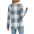 thumbnail image 5 of YUGYXL Women's Fashion Tunic Shirts V Neck Plaid Button Up Tops Long Sleeve Irregular Casual Comfort T-Shirts Light Blue M, 5 of 6