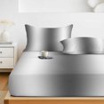 thumbnail image 6 of Full Size Fitted Sheet Set - Gray White Ombre 3 Piece Bedding Sets 16" Deep Pocket Fitted Sheet with 2 Pillowcases Abstract Art Modern Grey Gradient Brushed Microfiber Hotel Luxury Bed Sheets, 6 of 9