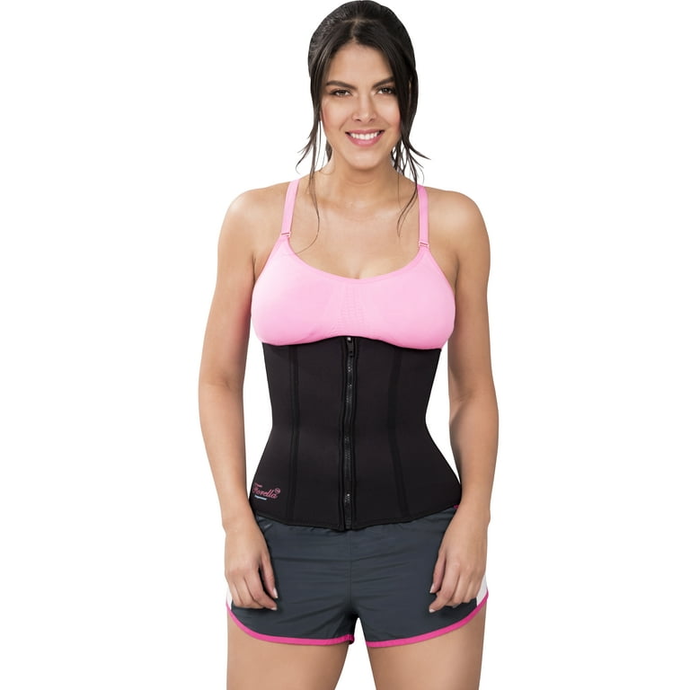 Neo Sweat Waist Trimmer Trainer Sauna Ab Belt with Hooks Weight Loss Neoprene Cincher Corset Sports Fajas Black 311B by Fiorella Shapewear