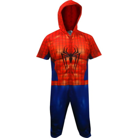Spiderman Cropped Hooded Union Suit One Piece Pajama