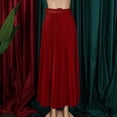thumbnail image 3 of AURA Womens High Waist A Line Maxi Skirt With Belt Solid Color Office Commuter Elegant Skirt, 3 of 9