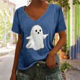 thumbnail image 2 of Business Casual Tops for Women Cute V‑Neck Halloween‑Themed Graphic Prints Lightweight Fashion Outfits Clothes L, 2 of 4