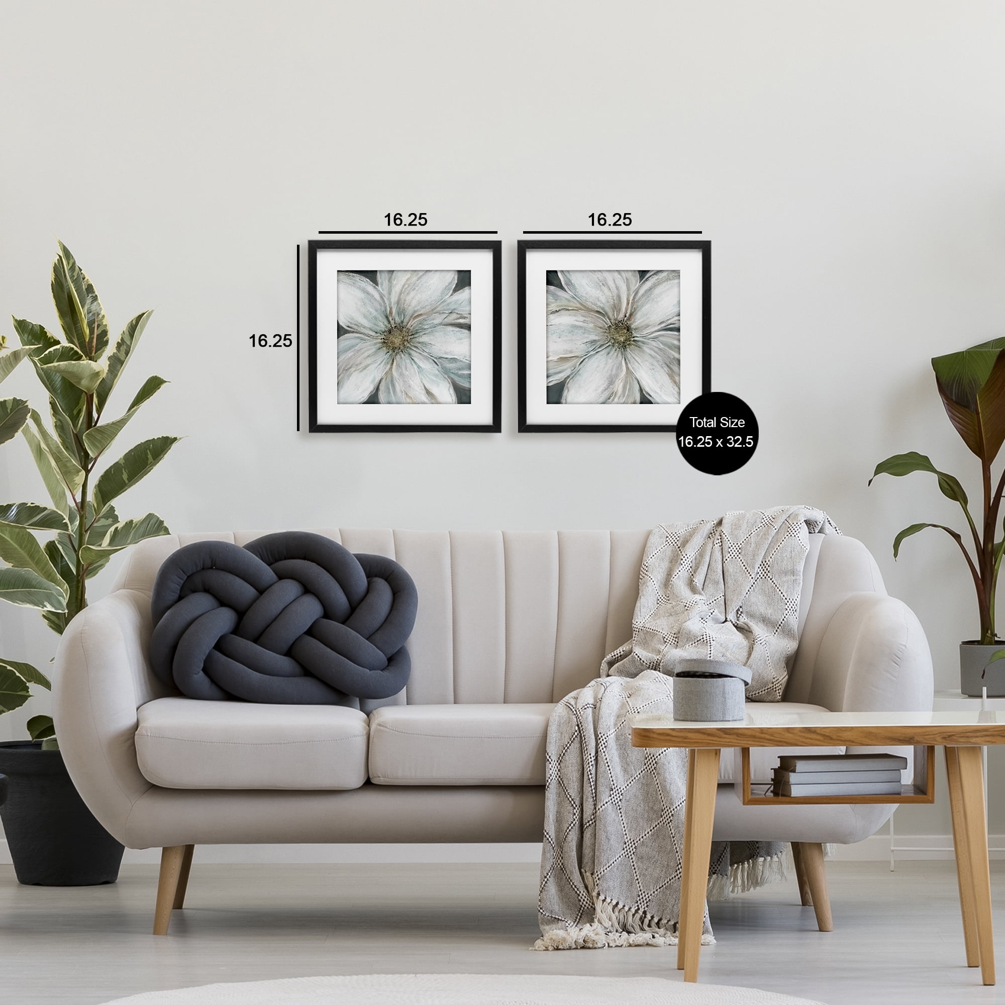 Stupell Industries Soft White Blossoms Closeup 2 Piece Black Framed Print Under Glass Set, design by Carol Robinson
