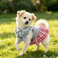 thumbnail image 6 of Pet Puff Sleeve Bowknot Plaid Skirt, Summer Puppy Cowboy Princess Dresses Skirts, Small Medium Dog, S, 6 of 6