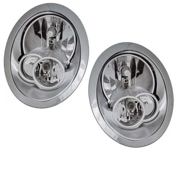 For 05-08 Mini Cooper Halogen Headlight w/o Headlamp Washer with Bulb PAIR SET