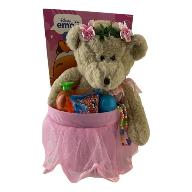 Cheap Easter Basket for Girls 14" Plush Bear Tulle Basket Activity Book