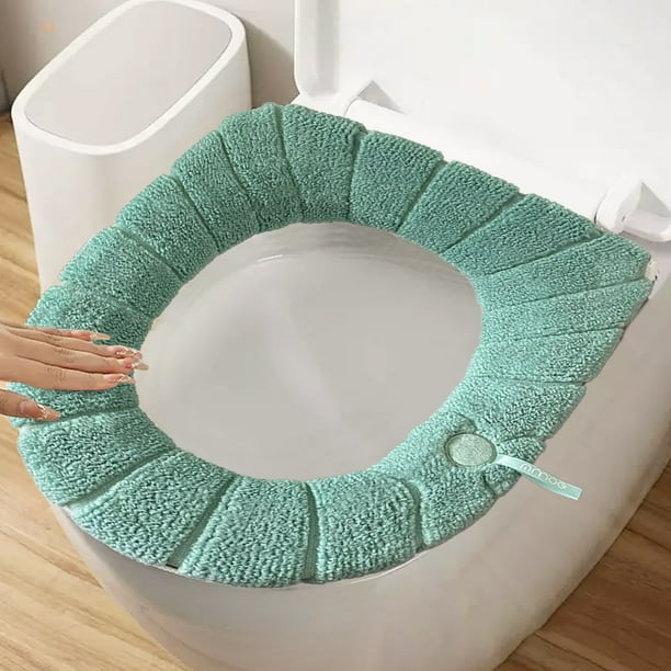 Almohadilla de Asiento de Inodoro Elástica | Paño lavable suave y grueso | Acrílico cálido y acogedor | Se adapta a 14"x18" Redondo y alargado | Actualización de baño cómoda, reutilizable y fácil de