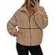 thumbnail image 2 of Abrigo de Mujer Informal con Solapa, Cremallera , Forro , Larga, Corte Oversize, Cálido, Ideal para el Invierno, con Bolsillos Caqui L, 2 of 7