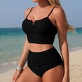 thumbnail image 4 of Afdoent Women's Tankini Swimsuits Solid Color Two Piece Swimwear High Waisted Tankini With Bottoms For Swimming Beach Trendy Beach Swimwear, 4 of 6