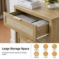 thumbnail image 5 of OAKHAM 5 Drawer Dresser, Rattan Wide Chest of Drawers for Bedroom Living Room, Weathered Oak, 5 of 8