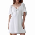 thumbnail image 1 of Robes pour Femmes Printemps Été Décolleté en V Profond Élégante Robe Mini à Nœud Blanc m, 1 of 8