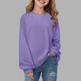 thumbnail image 2 of Towmus Girls Pullover Sweatshirt Fall Oversized Crewneck Casual Long Sleeve Solid Color Sweatshirts Basic Pullover Tops 14 Years, 2 of 7