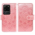 thumbnail image 6 of Compatible with Samsung Galaxy S20 Ultra 5G Wallet Phone Case and Tempered Glass Screen Protector Flower Faux Leather Flip Credit Card Holder Stand Zipper Cell Cover for S20ultra 20S G5 Women Pink, 6 of 9
