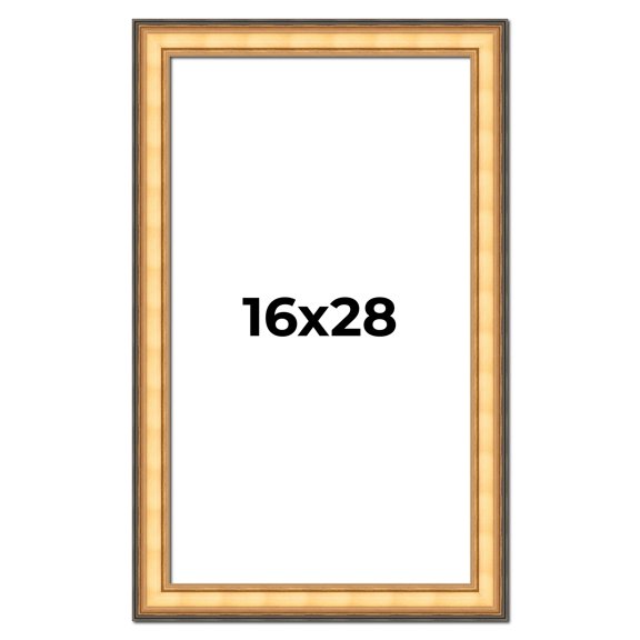 16x28 Frame Gold Plein Aire Solid Wood Picture Frame Width 2 Inches | Interior Frame Depth 0.5