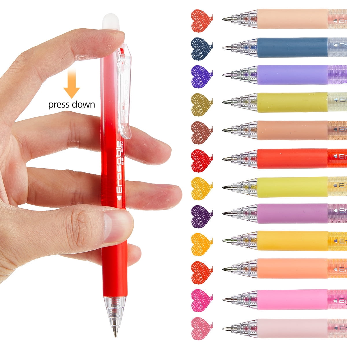 Erasable Gel Pens, 12/24/36 Colors Erasable Pens, Make Mistakes Disappear Colored Pens, Assorted Color Inks for Drawing Writing Planner,Gel Pens for Coloring
