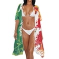 thumbnail image 3 of HELLHERO High Quality Fabrics Long Kimono Swimsuit Cover Up for Beach Galaxy Print Breathable Mexican Flag Design, 3 of 6