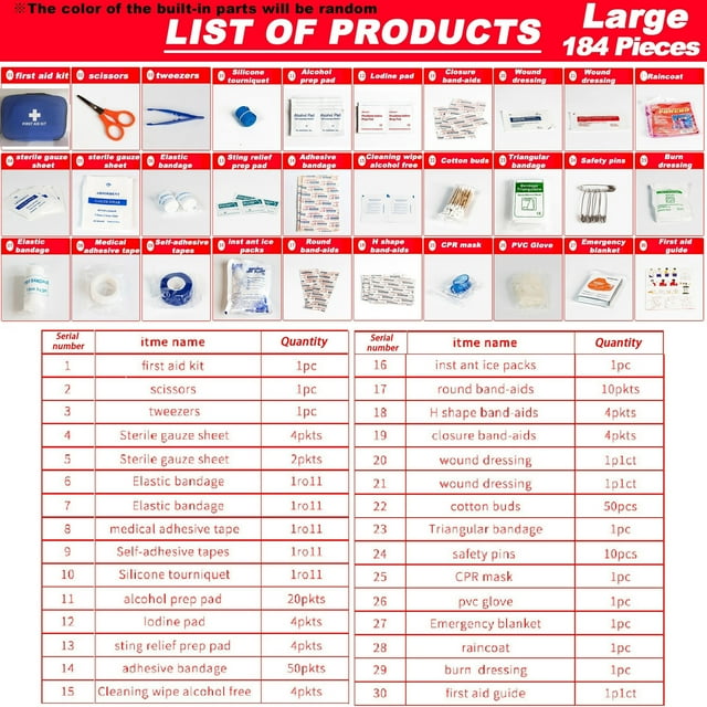 296PCS First Aid Kit For Car Emergency Supplies Mini Compact Bag For Backpack, Basic Camping Essentials Survival Kit For Hiking Trave Travel, Home, Office, Vehicle, Camping, Workplace & Outdoor