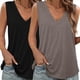 thumbnail image 2 of Paquete de 2 Camisetas Sin Mangas para Mujer, Blusas Informales Holgadas con Cuello en V para Vacaciones en la Playa. Negro y Gris Marrón XXL, 2 of 6