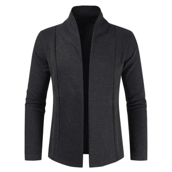 Bcfgryg Mens Fashion Leisure Solid Wool Knitting Versatile Stand Collar Long Sleeve Long Style Cardigan Coat Cardigans For Men Black L