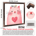 thumbnail image 3 of 2D Flat 1Pc Valentine's Day Wood Frame Sign Pink Cat, Heart Pattern, Watercolor Illustration Style Wood Frame Wall Art, Perfect for Room Decor Living Room Bedroom Office Kitchen Bathroom Home Deco, 3 of 9
