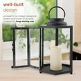 thumbnail image 6 of Alpine Corporation IVY104HH-S Alpine 14" Tall Hexagonal Solar Powered Metal Lantern with LED Lights, Black Outdoor Dcor, 6 of 10