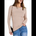 thumbnail image 3 of Camisetas de Larga para Mujer, Tops Ajustados de Punto Acanalado, Conjuntos de Otoño, Camisetas Informales, Ropa Interior, Ropa Interior, Crema XXL, 3 of 8