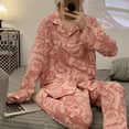 thumbnail image 4 of Conjunto de pijama para mujer, ropa de dormir de 2 piezas, ropa de dormir, manga larga, con botones, 4 of 5