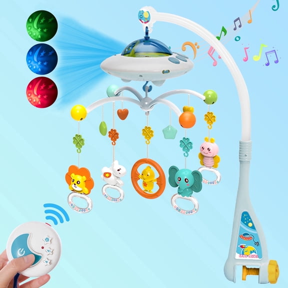FVLOENG Musical Hanging Mobile Toy with Lights and Rotating Figures, Decorative Hanging Toy for Kids