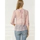 thumbnail image 5 of INSPIRE CHIC Blusa Con Cuello Con Volantes Para Mujer, Blusas Transparentes De Encaje Con Mangas 3/4 Rosa L, 5 of 6