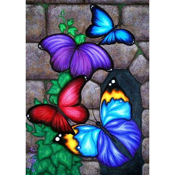 Cuadros Decorativos 5D DIY diamante pintura mariposas coloridas punto de cruz bordado pedrería mosaico Kit Likrtyny embutido en tela