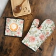 thumbnail image 5 of Pioneer Flower Kitchen Oven Mitt and Pot Holder Sets 2 Pcs for Baking, Cooking and Grilling, Heat Resistant Up To 392 °F, 5 of 7