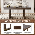 thumbnail image 5 of Aukfa 60"-78" Extendable Dining Room Table, Fits up to 8, Farmhouse Wooden Extension Table for Kitchen, Living Room, Italian Furniture, Brown, 5 of 8