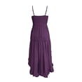 thumbnail image 6 of Iyufng Womens Solid Color Ruffled Spaghetti Straps Dresses Sleeveless Fitted Pleated Casual Dress, 6 of 6