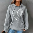 thumbnail image 4 of Graphic Hoodies for Women Fashion Waffle Heart Print Pullover Sweatshirts Long Sleeve Fall Loose Casual Tops with Pocket(Gray L), 4 of 4